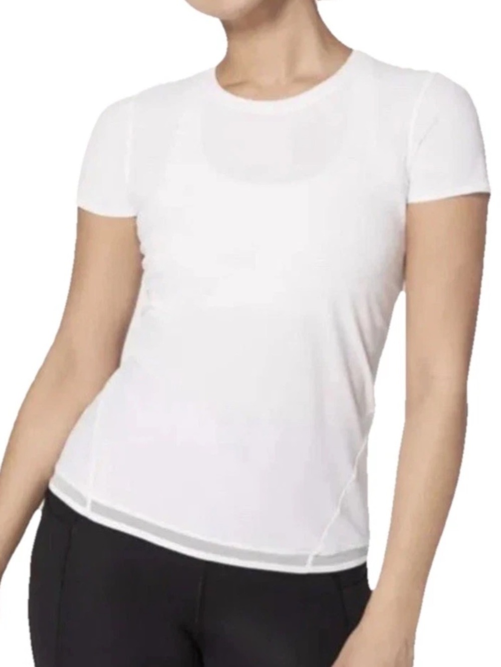 Lululemon Into the Sun White Athletic Tee Shirt Pit to Pit 16” Women’s